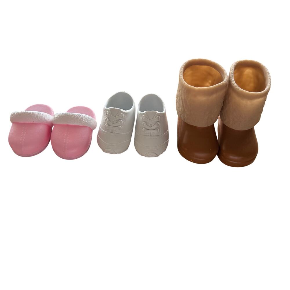 Lot of 3 pairs baby doll shoes slippers boots girl accessories babydoll American
